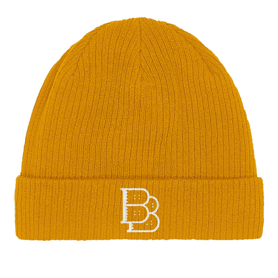 Organic Cotton Beanie White Logo